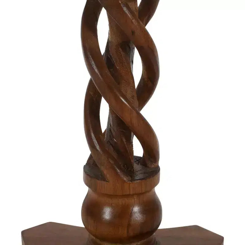 Mesa de Comedor Redonda Artesanal Urban Port de 30" de Madera de Mango con Base de Pedestal Trenzado en Marrón Nogal