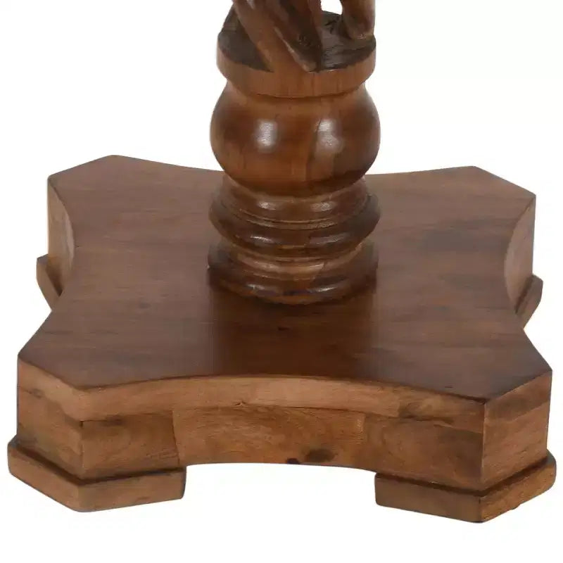 Mesa de Comedor Redonda Artesanal Urban Port de 30" de Madera de Mango con Base de Pedestal Trenzado en Marrón Nogal