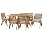 Lifestorey 6pc Baywood Mid Century Solid Wood Dining Set Light Oak/Beige