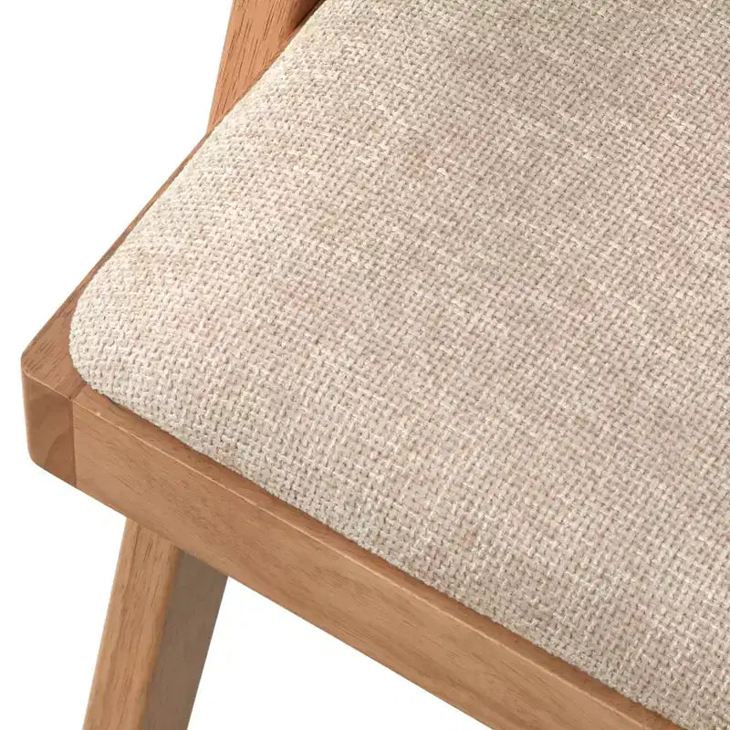 Comedor de madera maciza Baywood de 6 piezas, roble claro/beige, estilo mediados de siglo