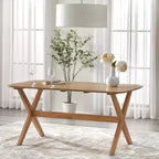 Comedor de madera maciza Baywood de 6 piezas, roble claro/beige, estilo mediados de siglo