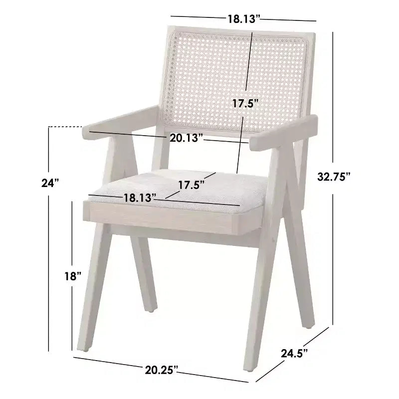 Comedor de madera maciza Baywood de 6 piezas, roble claro/beige, estilo mediados de siglo