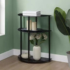 Mesa de entrada/recibidor semicircular clásica de 3 niveles con vidrio, Breighton Home Designs2Go, en negro/negro