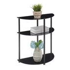 Mesa de entrada/recibidor semicircular clásica de 3 niveles con vidrio, Breighton Home Designs2Go, en negro/negro