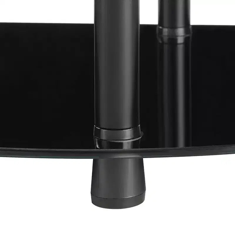 Mesa de entrada/recibidor semicircular clásica de 3 niveles con vidrio, Breighton Home Designs2Go, en negro/negro
