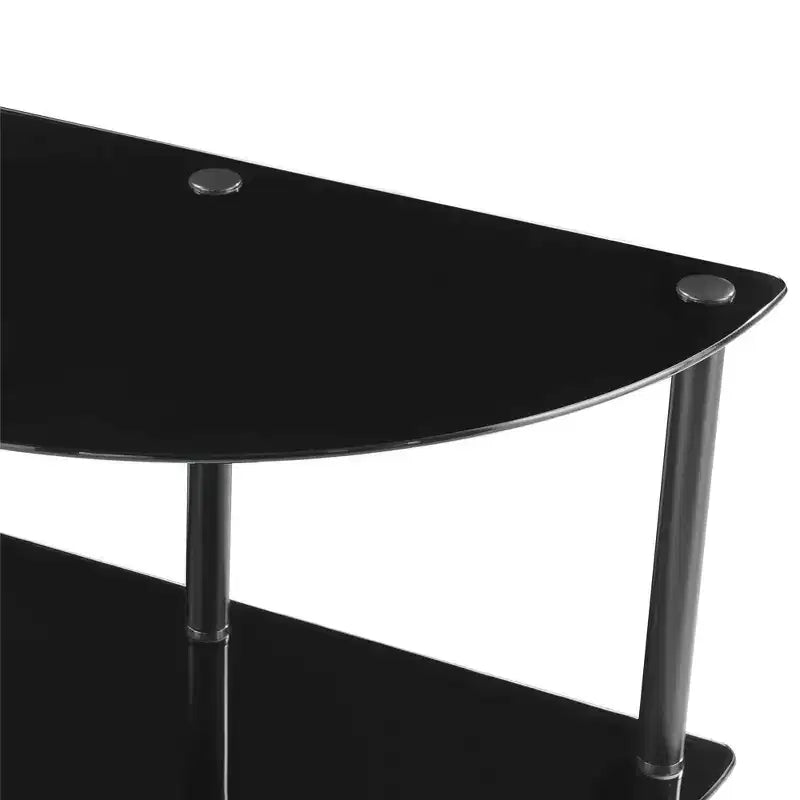 Mesa de entrada/recibidor semicircular clásica de 3 niveles con vidrio, Breighton Home Designs2Go, en negro/negro