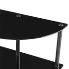 Mesa de entrada/recibidor semicircular clásica de 3 niveles con vidrio, Breighton Home Designs2Go, en negro/negro