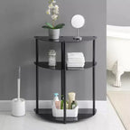 Mesa de entrada/recibidor semicircular clásica de 3 niveles con vidrio, Breighton Home Designs2Go, en negro/negro