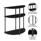 Mesa de entrada/recibidor semicircular clásica de 3 niveles con vidrio, Breighton Home Designs2Go, en negro/negro