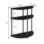 Mesa de entrada/recibidor semicircular clásica de 3 niveles con vidrio, Breighton Home Designs2Go, en negro/negro