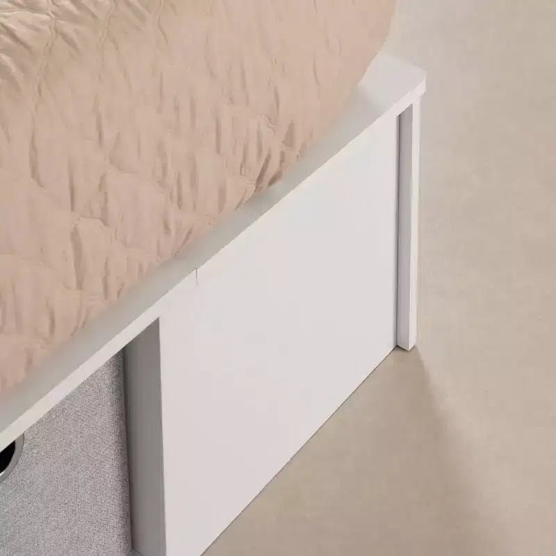 Cama con plataforma flexible King con almacenamiento South Shore con cestas, blanco puro