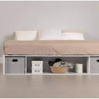 Cama con plataforma flexible King con almacenamiento South Shore con cestas, blanco puro