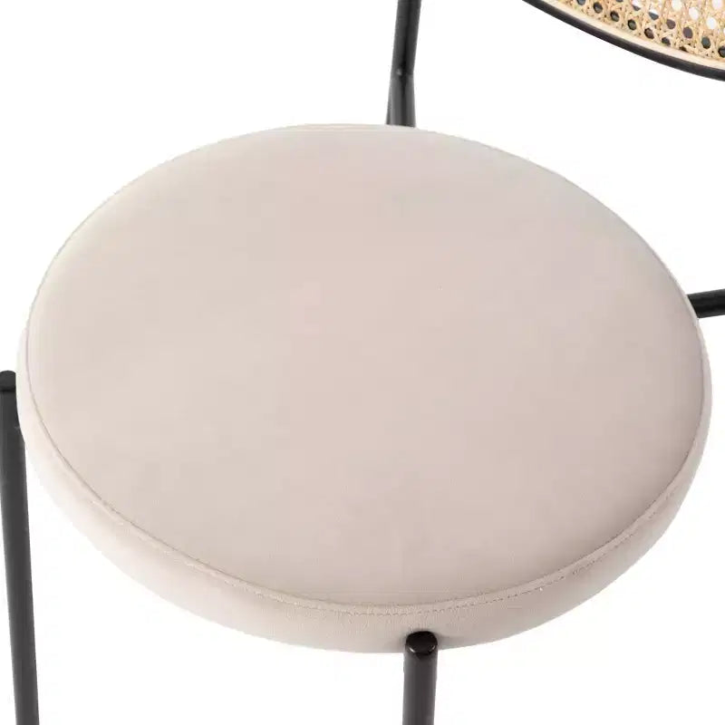 LeisureMod Euston, juego de 4 sillas de comedor modernas con respaldo de mimbre y asiento de terciopelo, para cocina interior, comedor, hogar, asiento de silla lateral contemporánea