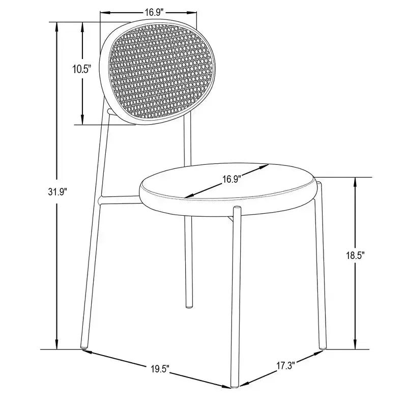 LeisureMod Euston, juego de 4 sillas de comedor modernas con respaldo de mimbre y asiento de terciopelo, para cocina interior, comedor, hogar, asiento de silla lateral contemporánea
