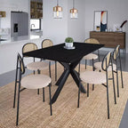 LeisureMod Euston, juego de 4 sillas de comedor modernas con respaldo de mimbre y asiento de terciopelo, para cocina interior, comedor, hogar, asiento de silla lateral contemporánea