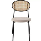 LeisureMod Euston, juego de 4 sillas de comedor modernas con respaldo de mimbre y asiento de terciopelo, para cocina interior, comedor, hogar, asiento de silla lateral contemporánea