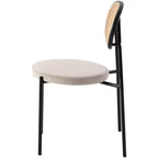 LeisureMod Euston, juego de 4 sillas de comedor modernas con respaldo de mimbre y asiento de terciopelo, para cocina interior, comedor, hogar, asiento de silla lateral contemporánea