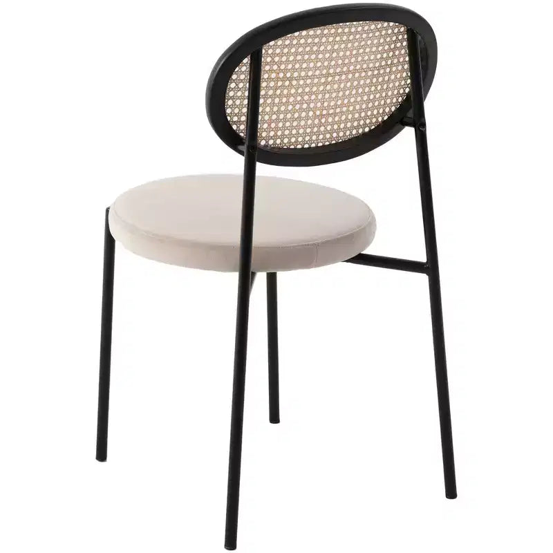 LeisureMod Euston, juego de 4 sillas de comedor modernas con respaldo de mimbre y asiento de terciopelo, para cocina interior, comedor, hogar, asiento de silla lateral contemporánea