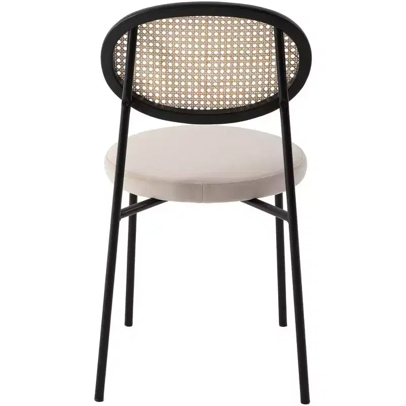 LeisureMod Euston, juego de 4 sillas de comedor modernas con respaldo de mimbre y asiento de terciopelo, para cocina interior, comedor, hogar, asiento de silla lateral contemporánea