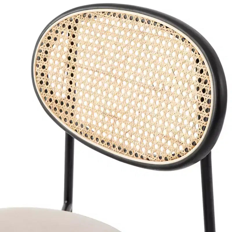 LeisureMod Euston, juego de 4 sillas de comedor modernas con respaldo de mimbre y asiento de terciopelo, para cocina interior, comedor, hogar, asiento de silla lateral contemporánea