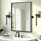 Espejo de tocador de baño pivotante con marco de metal Dovelina