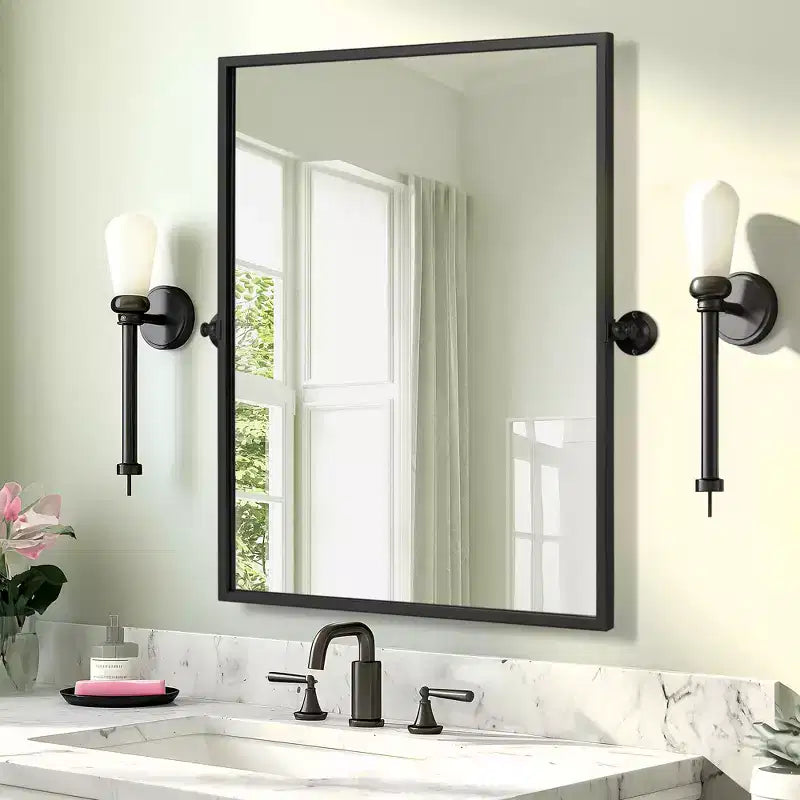 Espejo de tocador de baño pivotante con marco de metal Dovelina