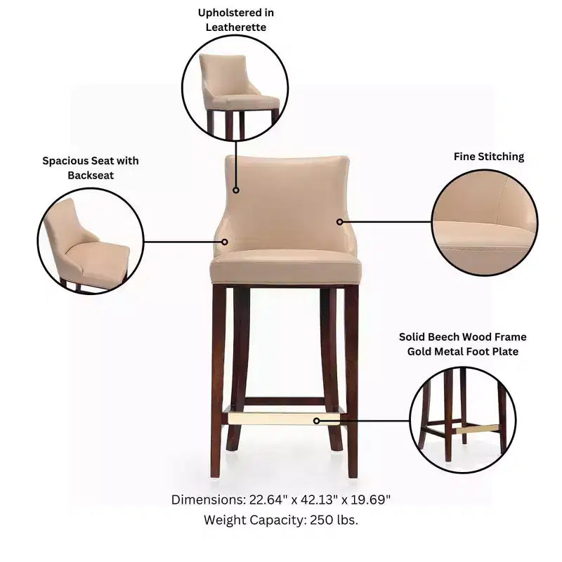 Manhattan Comfort Juego de 3 Taburetes de Bar Modernos de Piel Sintética Shubert