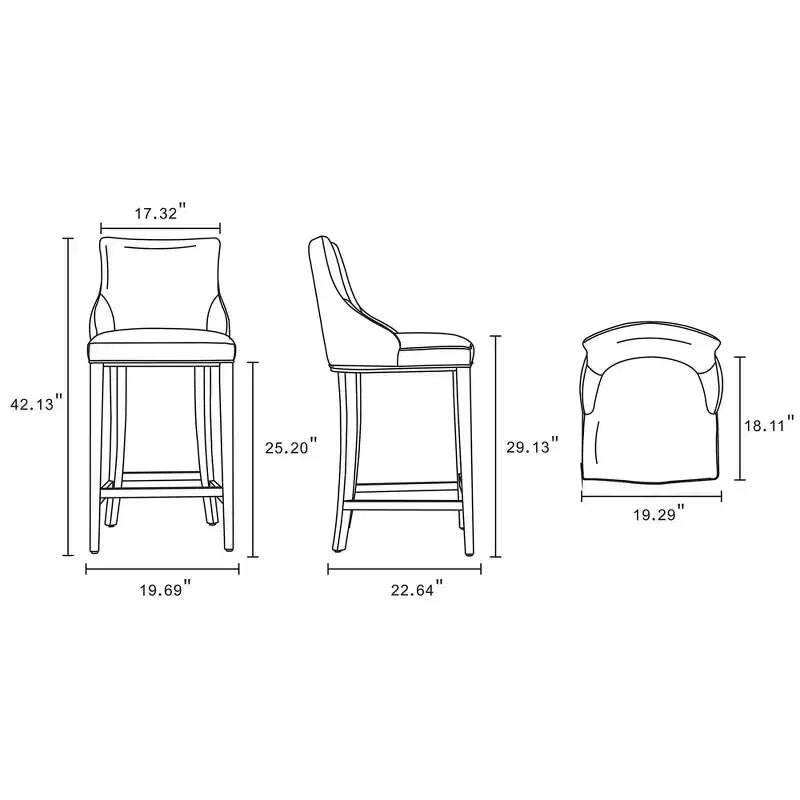 Manhattan Comfort Juego de 3 Taburetes de Bar Modernos de Piel Sintética Shubert