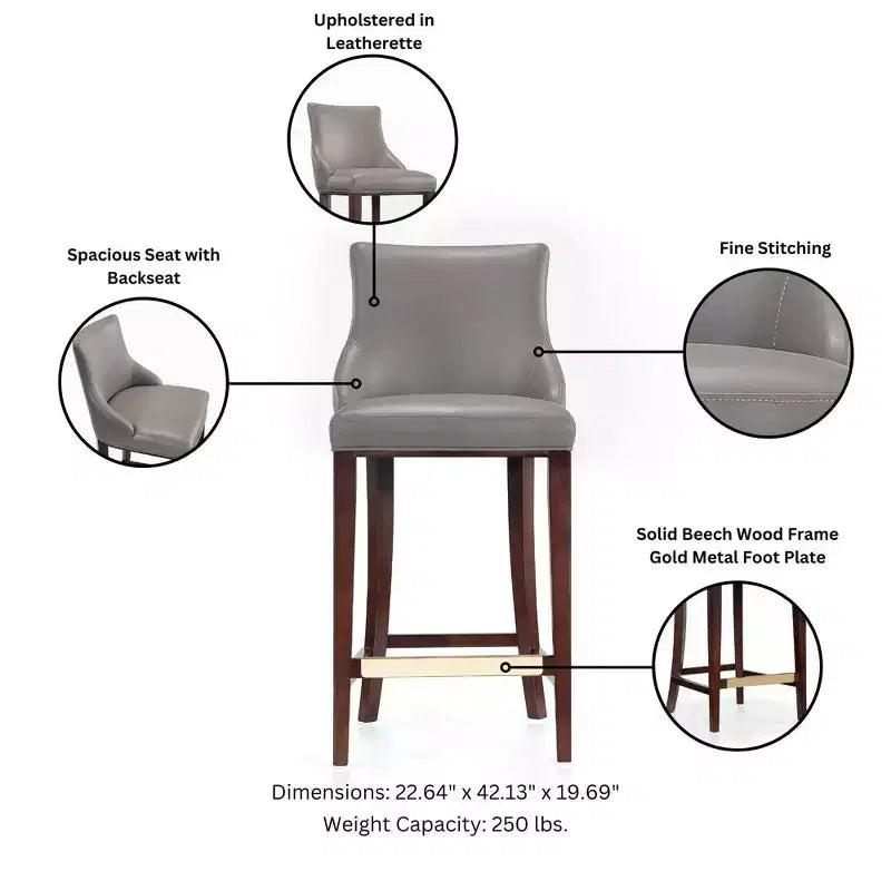 Manhattan Comfort Juego de 3 Taburetes de Bar Modernos de Piel Sintética Shubert