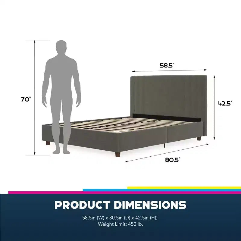 Cama de plataforma tapizada Wynn con cabecero capitoné