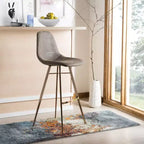 Taburete Mathison, estructura de acero inoxidable con asiento tapizado, altura fija de 30 pulgadas