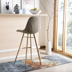 Taburete Mathison, estructura de acero inoxidable con asiento tapizado, altura fija de 30 pulgadas