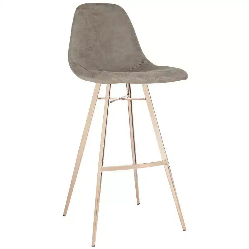 Taburete Mathison, estructura de acero inoxidable con asiento tapizado, altura fija de 30 pulgadas