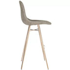 Taburete Mathison, estructura de acero inoxidable con asiento tapizado, altura fija de 30 pulgadas