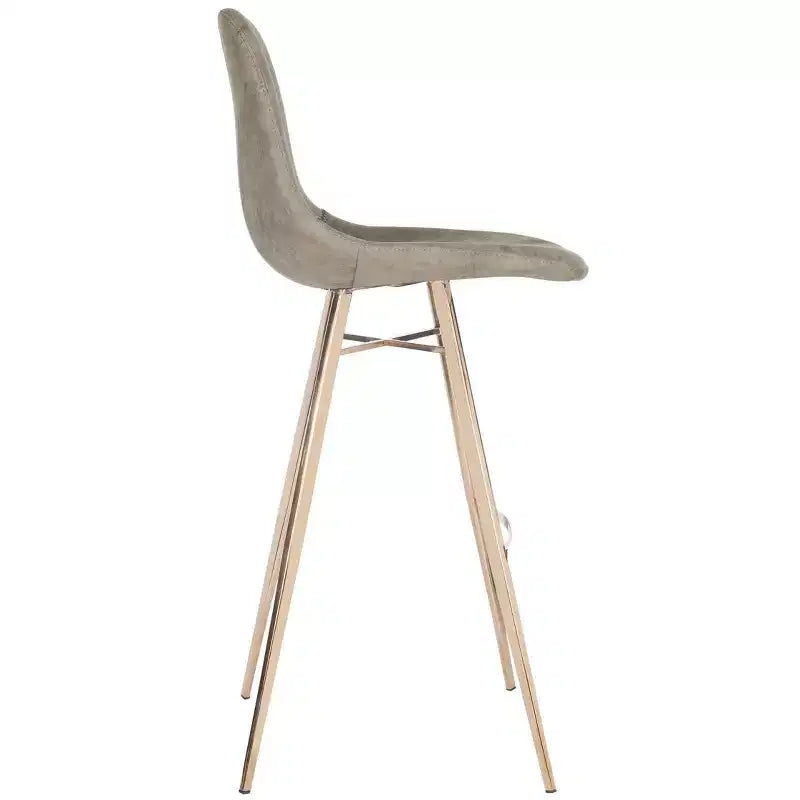Taburete Mathison, estructura de acero inoxidable con asiento tapizado, altura fija de 30 pulgadas