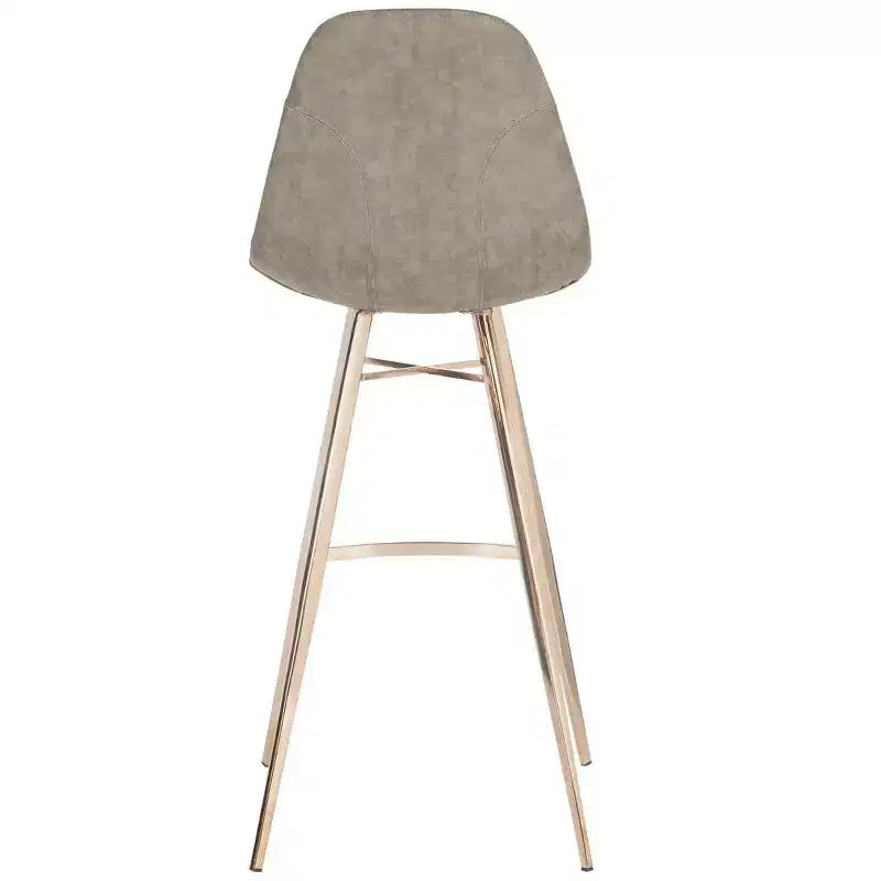 Taburete Mathison, estructura de acero inoxidable con asiento tapizado, altura fija de 30 pulgadas