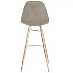 Taburete Mathison, estructura de acero inoxidable con asiento tapizado, altura fija de 30 pulgadas
