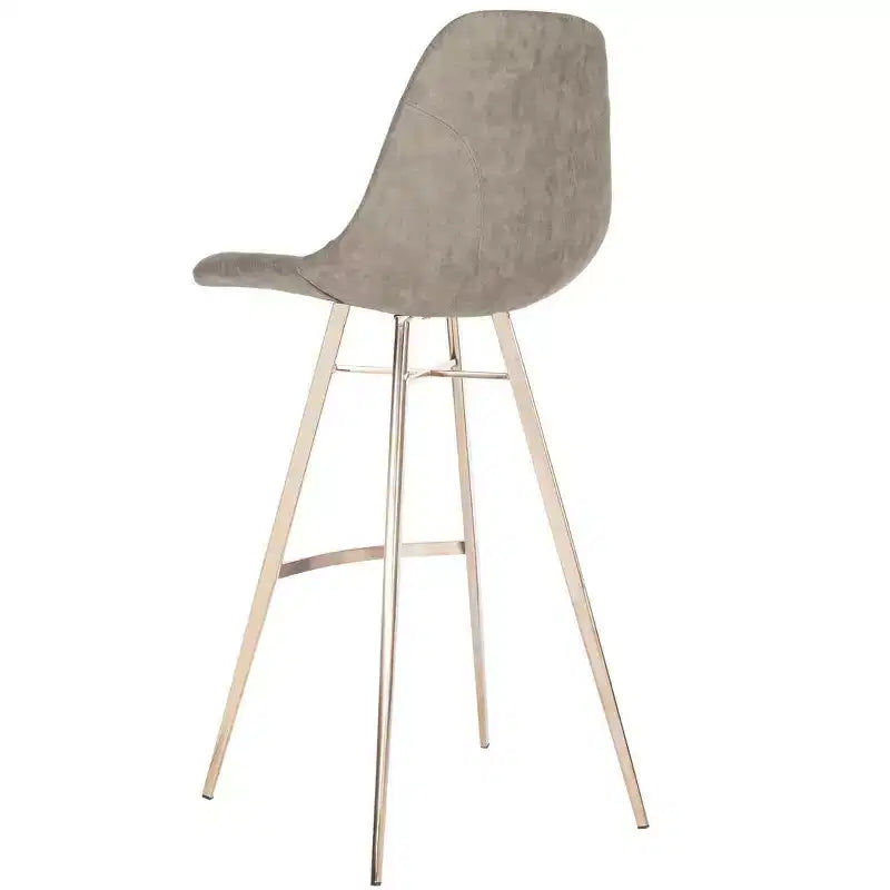 Taburete Mathison, estructura de acero inoxidable con asiento tapizado, altura fija de 30 pulgadas