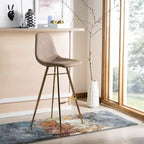 Taburete Mathison, estructura de acero inoxidable con asiento tapizado, altura fija de 30 pulgadas