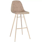 Taburete Mathison, estructura de acero inoxidable con asiento tapizado, altura fija de 30 pulgadas