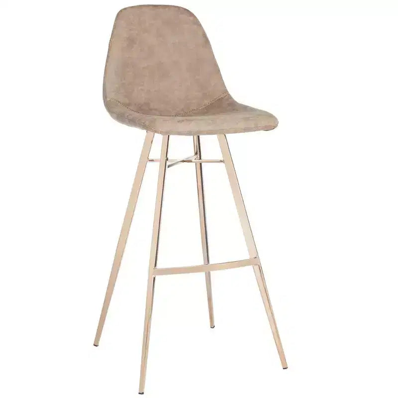 Taburete Mathison, estructura de acero inoxidable con asiento tapizado, altura fija de 30 pulgadas