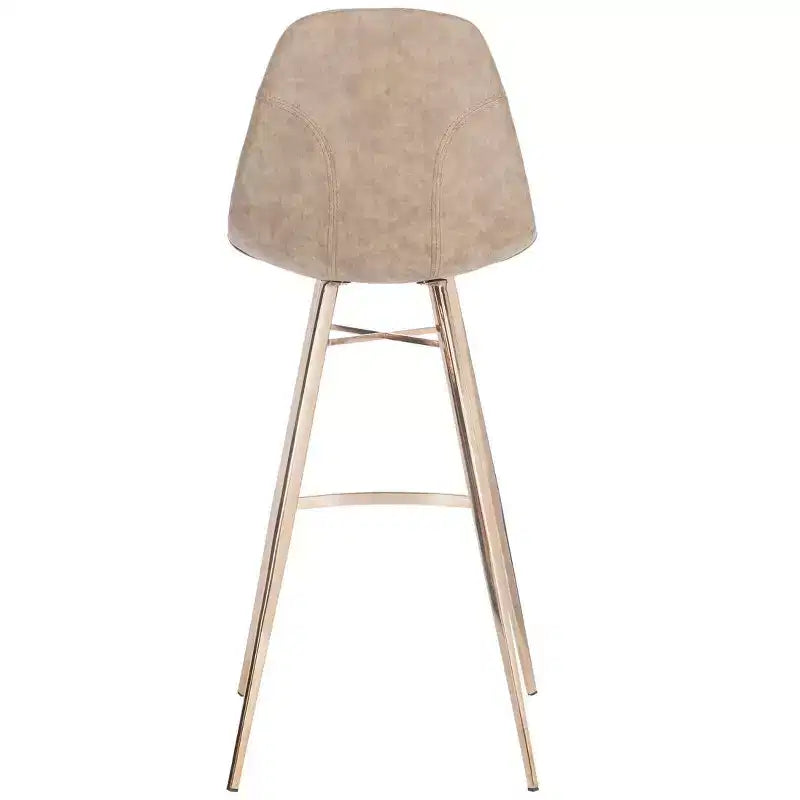 Taburete Mathison, estructura de acero inoxidable con asiento tapizado, altura fija de 30 pulgadas