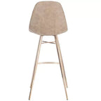 Taburete Mathison, estructura de acero inoxidable con asiento tapizado, altura fija de 30 pulgadas