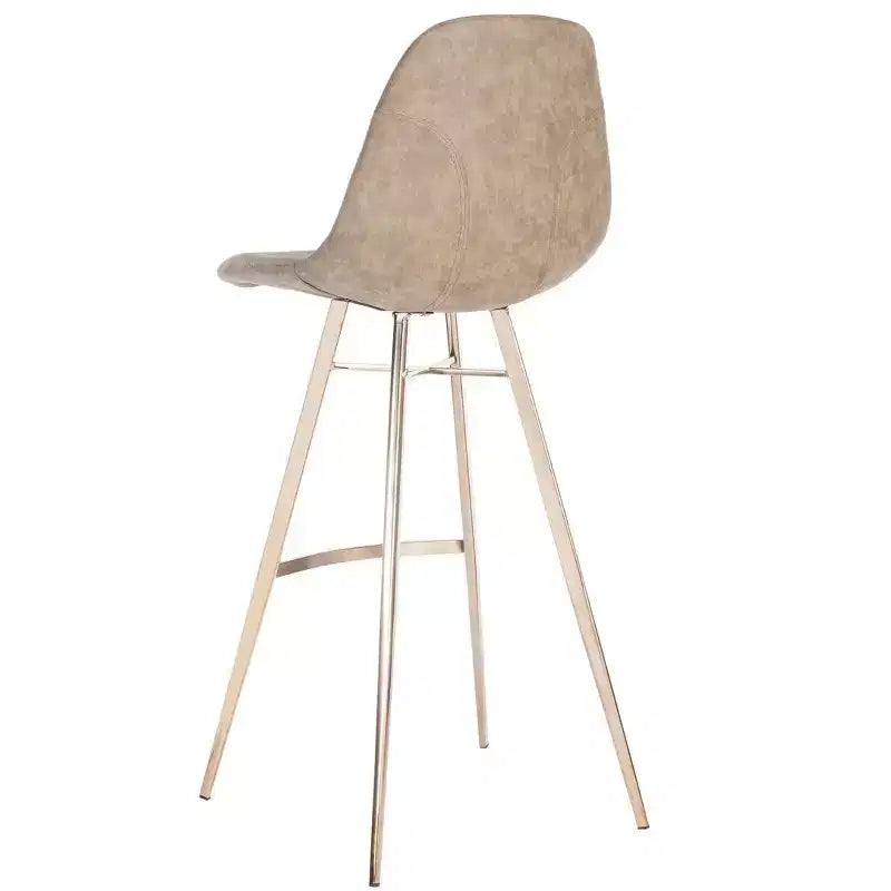 Taburete Mathison, estructura de acero inoxidable con asiento tapizado, altura fija de 30 pulgadas
