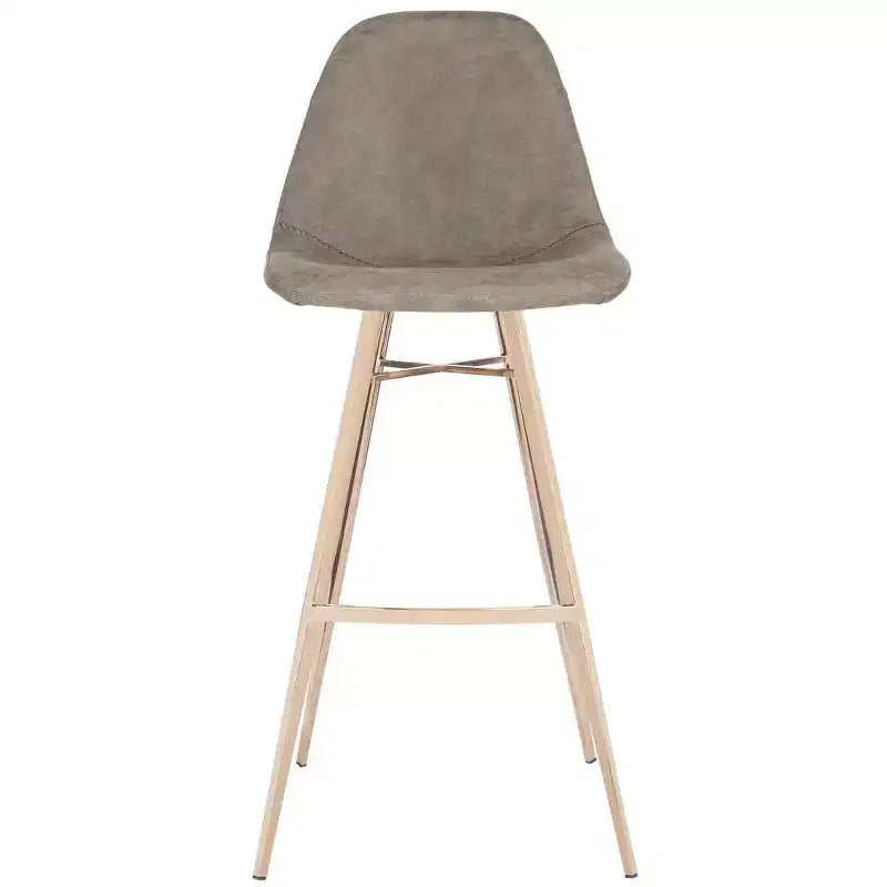 Taburete Mathison, estructura de acero inoxidable con asiento tapizado, altura fija de 30 pulgadas