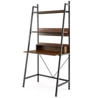 Escritorio tipo escalera Costway de 180 cm de alto con estantes abiertos, escritorio para computadora con estantería de 3 niveles, color marrón