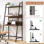 Escritorio tipo escalera Costway de 180 cm de alto con estantes abiertos, escritorio para computadora con estantería de 3 niveles, color marrón