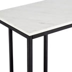 55 Downing Street Addy Mesa consola rectangular moderna de hierro 52 1/4 x 14, parte superior de piedra blanca geométrica negra para sala de estar