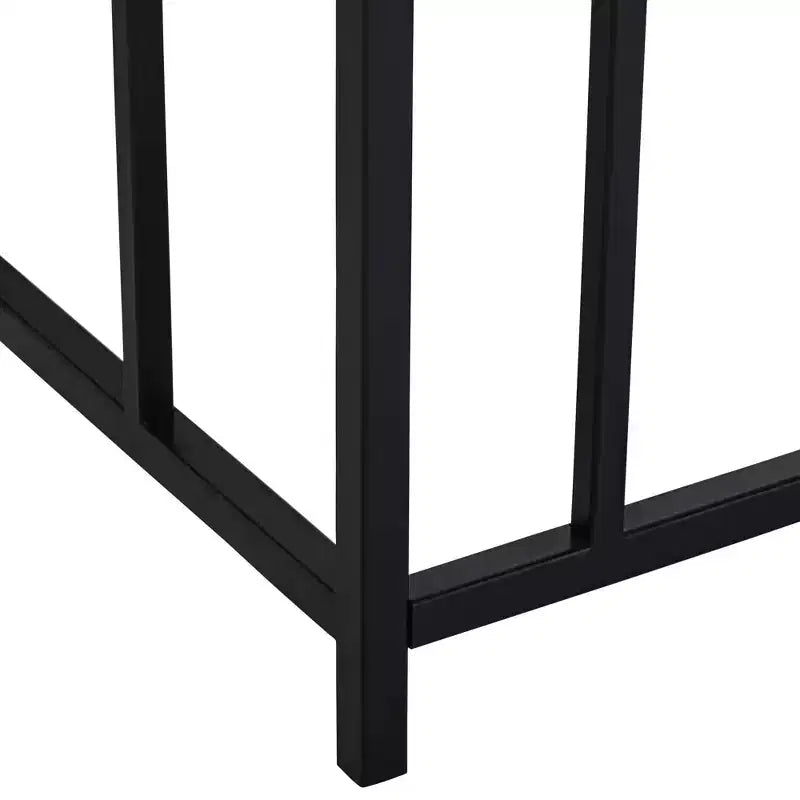 55 Downing Street Addy Mesa consola rectangular moderna de hierro 52 1/4 x 14, parte superior de piedra blanca geométrica negra para sala de estar