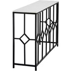 55 Downing Street Addy Mesa consola rectangular moderna de hierro 52 1/4 x 14, parte superior de piedra blanca geométrica negra para sala de estar